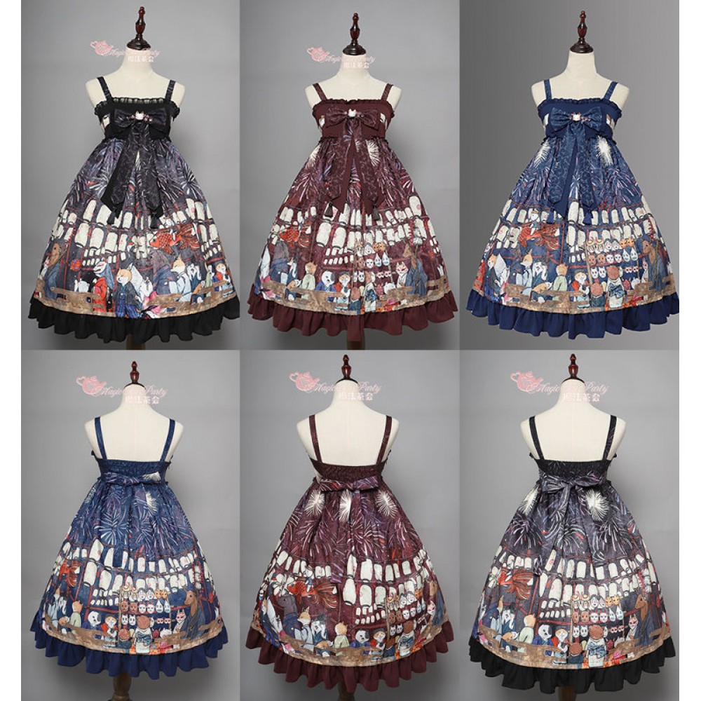 Fireworks Festival Wa Lolita Extra High-waisted Dress JSK By Fireworks Festival Wa Lolita Extra High-waisted Dress JSK By